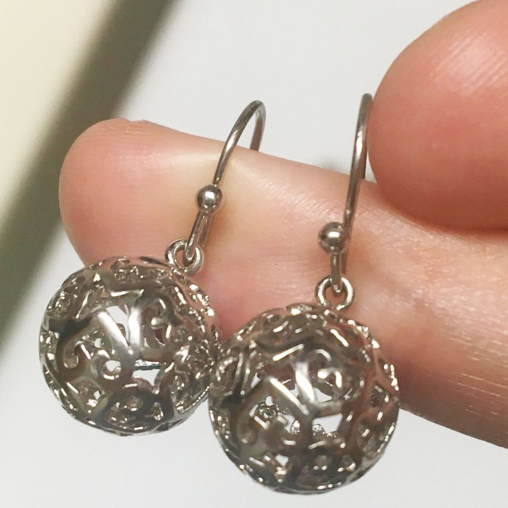 Silver Bobble Huggie Drop Earrings